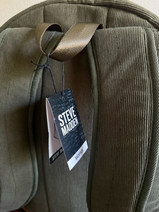 Steve Madden Olive Green Corduroy Laptop Large Backpack Bag main image 5